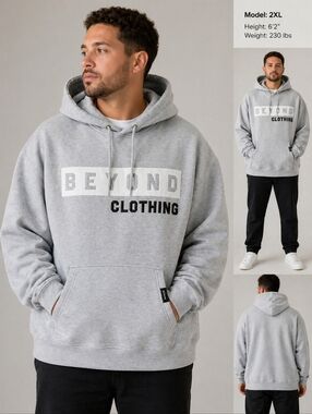 2XL Beyond Clothing Gray Oversized Hoodie Pullover Streetwear Cotton Blend